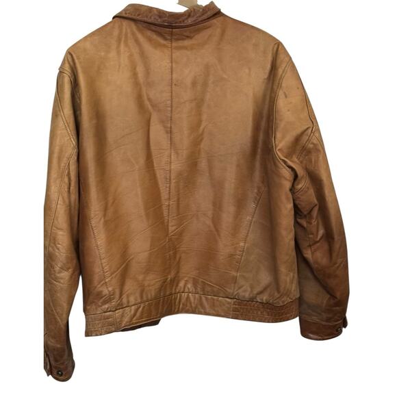 New Zealand Mens XL Leather Bomber Cooper Collections X Large Flaws Tan READ - Picture 2 of 10